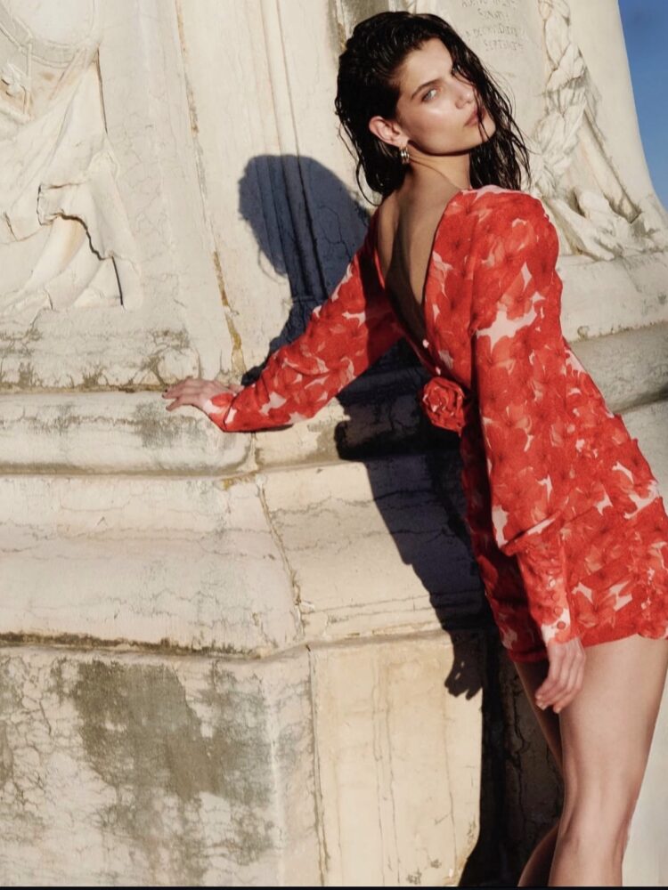 Vassia kostara the red hibiscus mini dress