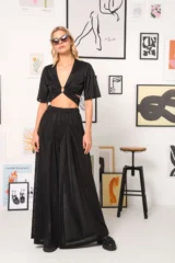 Arpyes Lurex Crop Top & Palazzo Set
