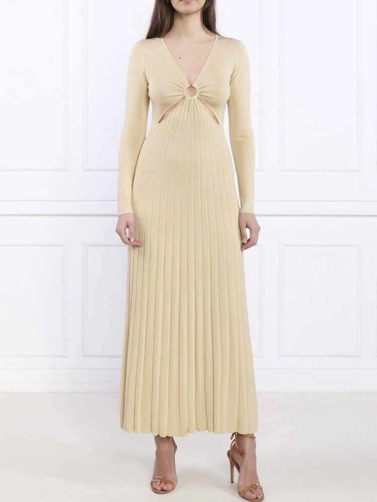 Michael Kors: Metallic Ribbed Maxi Dress
