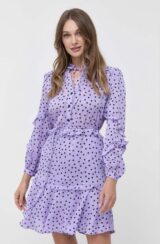 Pinko: Lilac Polka Dot Ruffle Mini Dress