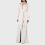 Vassia kostara maxi shirt dress (φόρεμα-πουκάμισο) σε σατινέ υφή