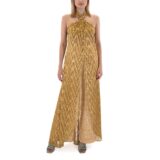 Project Soma" Metallic Gold Halter Overlay Jumpsuit
