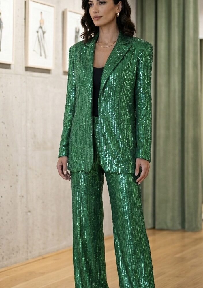 Vassia kostara Emerald Sequin Statement Set – Limited Edition