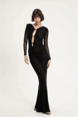 Vassia Kostara Cordelia Black Mesh Maxi Dress