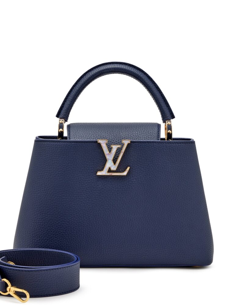 Louis Vuitton Midnight Blue Taurillon Marble Enamel Capucines MM