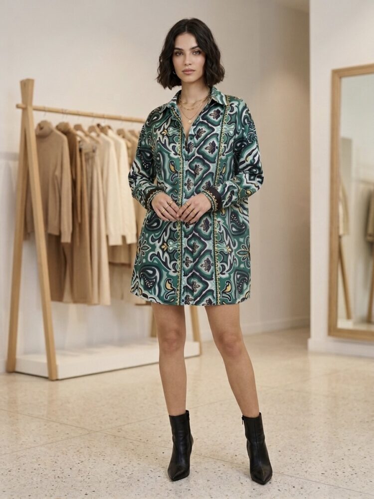 BSB Geometric Print Mini Shirt-Dress / Tunics