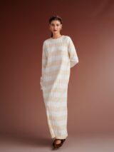 ΓΥΝΑΙΚΕΙΟ ΦΟΡΕΜΑ KARAVAN WESTIN KNITTED STRIPPED DRESS WHITE-IVORY