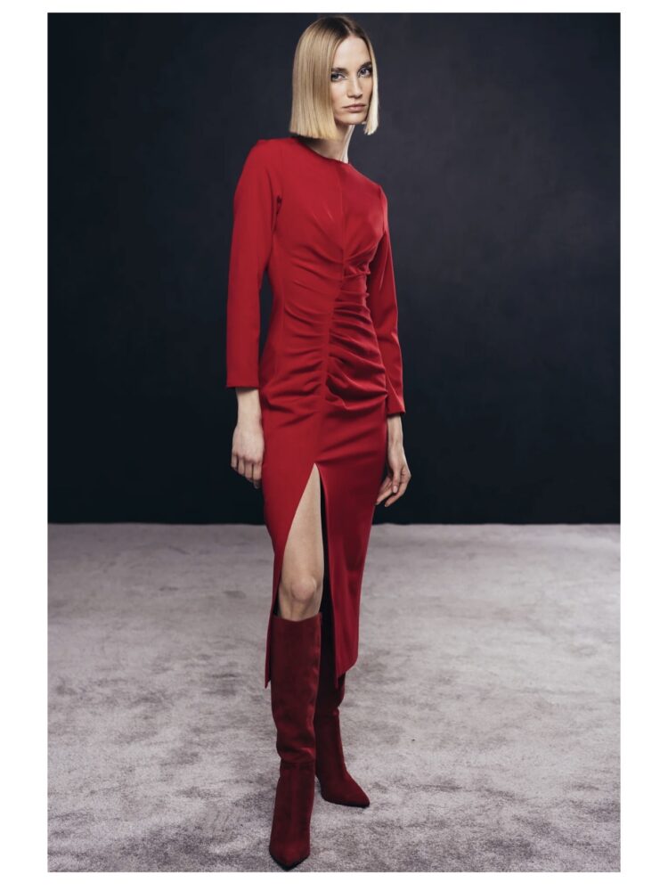 Zara Μίντι φόρεμα με σιρίτι μπροστά