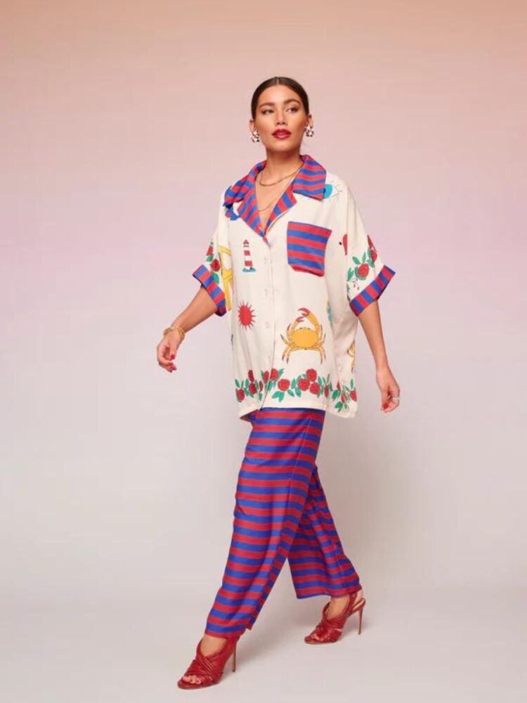 Karavan Striped Sailor Wide-Leg Pants