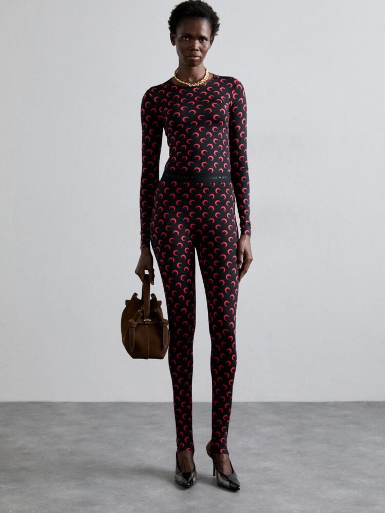 MOON CREWNECK - LONG SLEEVED TOP AND LEGGINGS - BLACK/RED