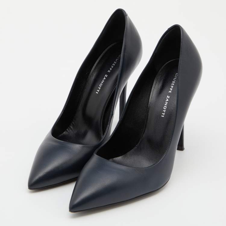 Giuseppe Zanotti Blue Leather Pointed Toe Pumps