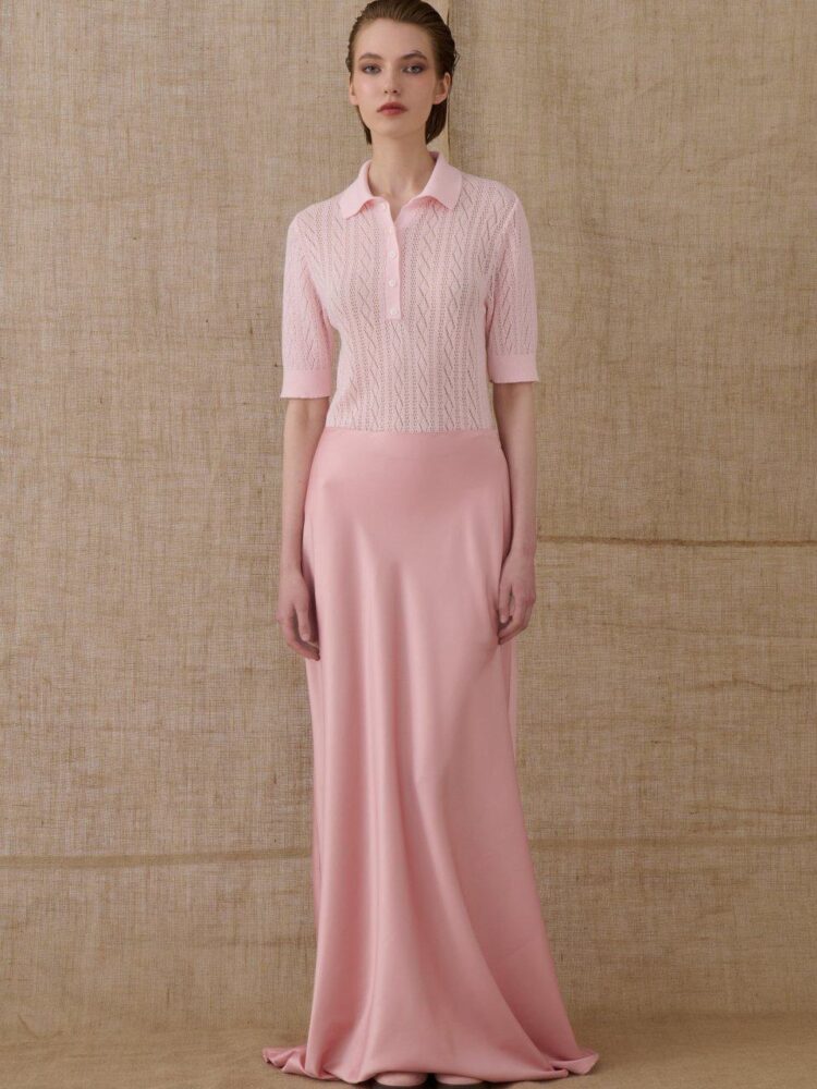 TOP PINK POLO KNITTED T-SHIRT VASSIA KOSTARA LIMITED COLLECTIONS