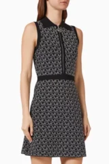 Michael Kors Γυναικείο Πλεκτό Μίνι Φόρεμα Πόλο με Jacquard Μονόγραμμα (Μαύρο / Γκρι)