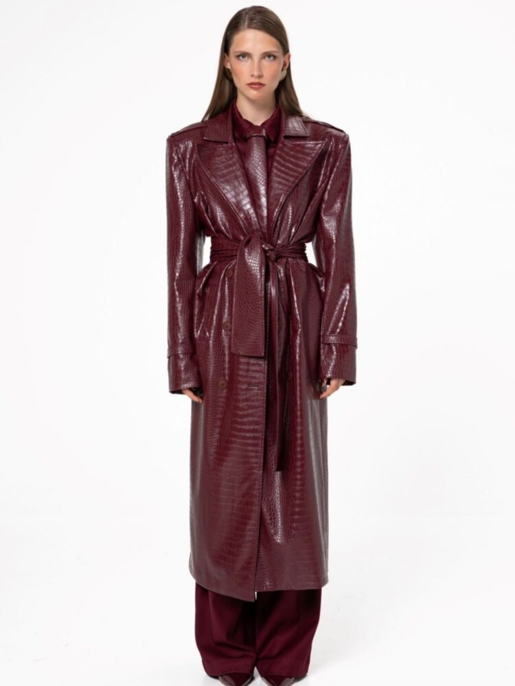 Vassia kostara Κόκκινο Merlot Trench Coat