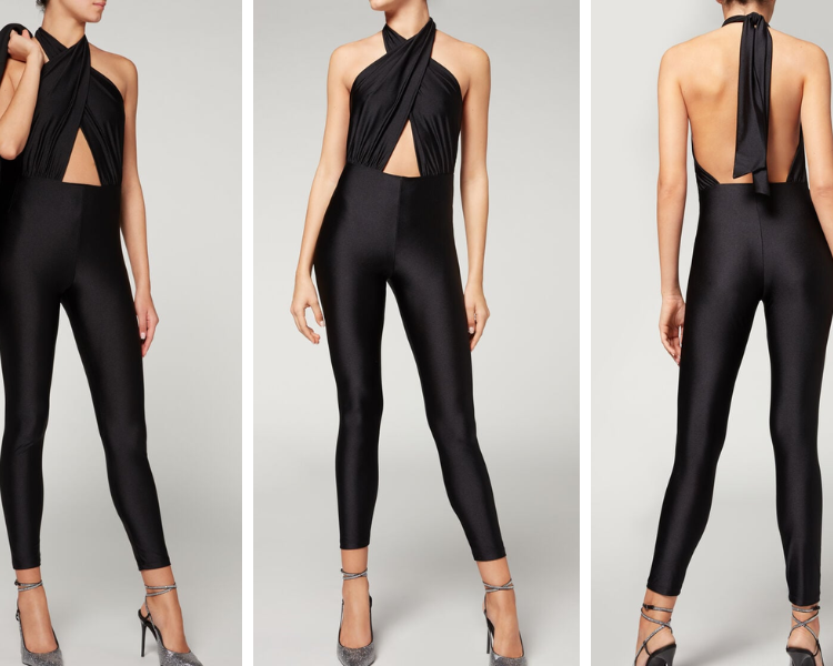 Μαύρη Ολόσωμη Φόρμα με Caledonia Criss-Cross Halter Λαιμόκοψη & Cut-Out