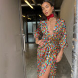 Never Fully Dressed Abstract Print Maxi Wrap Dress