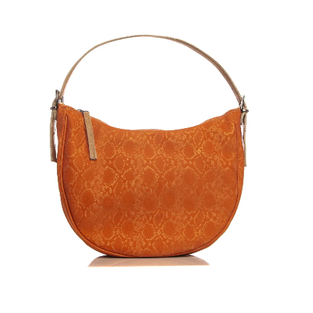 Elena Athanasiou Moon Baguette Bag – Πορτοκαλί Snake Pattern